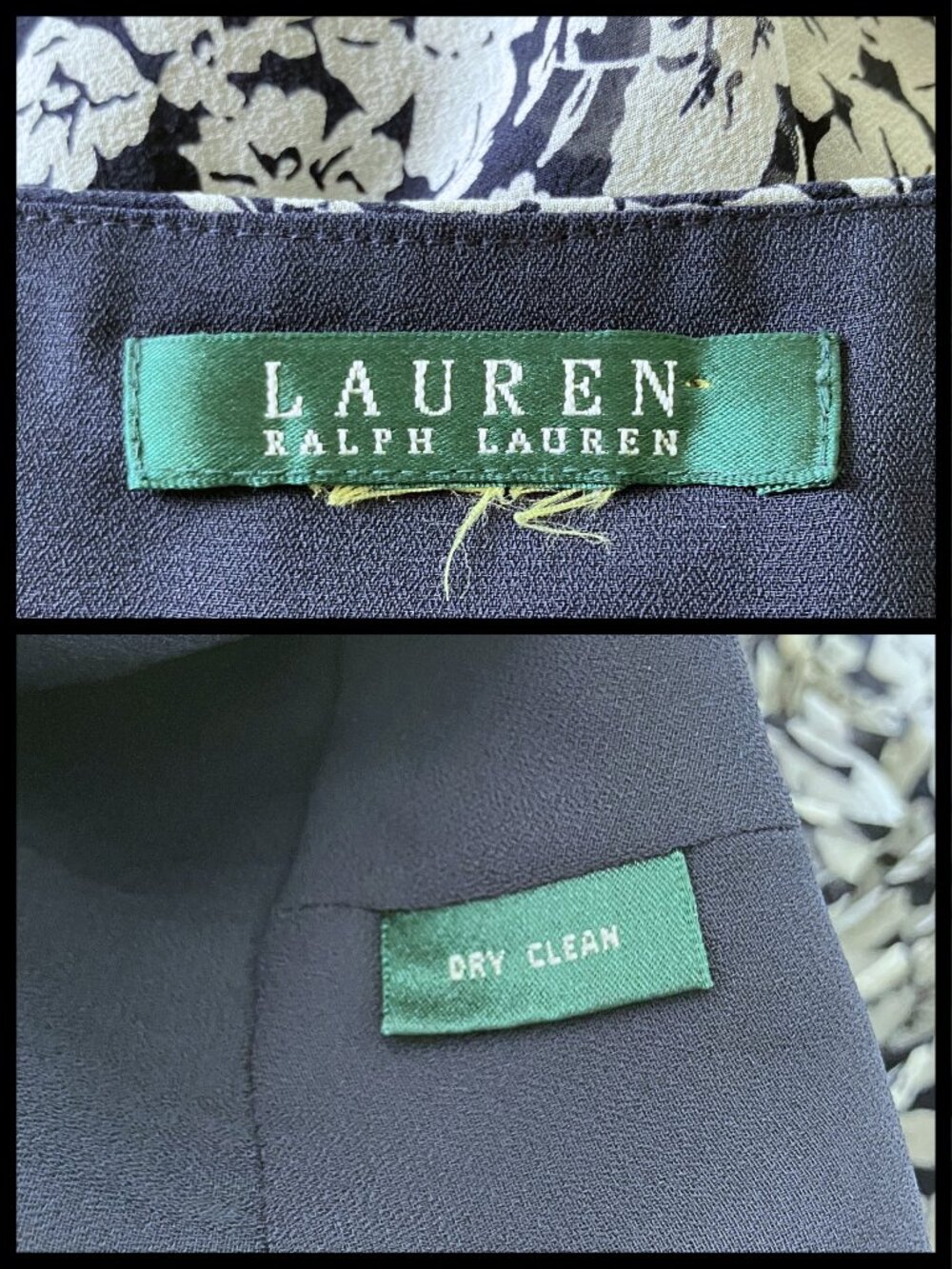 Ralph Lauren Navy 100% Silk Tiered Floral Knee Length Skirt. M/L 10. Cottagecore - Picture 7 of 7